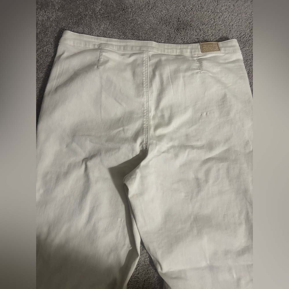 Anne Klein Pants Women White Cream Gold Button AK High Rise Trouser Size 16 - Picture 10 of 16